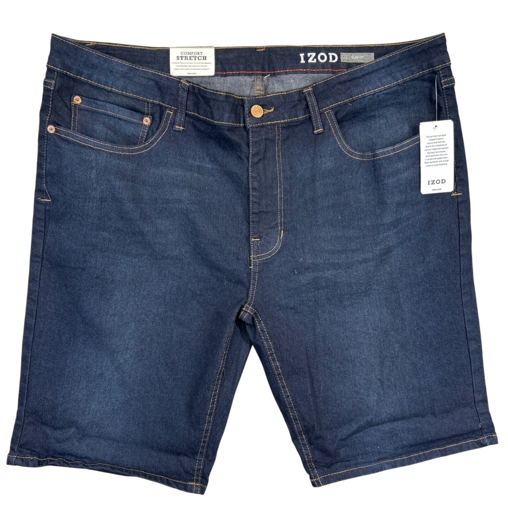 IZOD Jean Shorts Mens 40 Blue Denim Slim Fit Comfort Stretch NWT‎